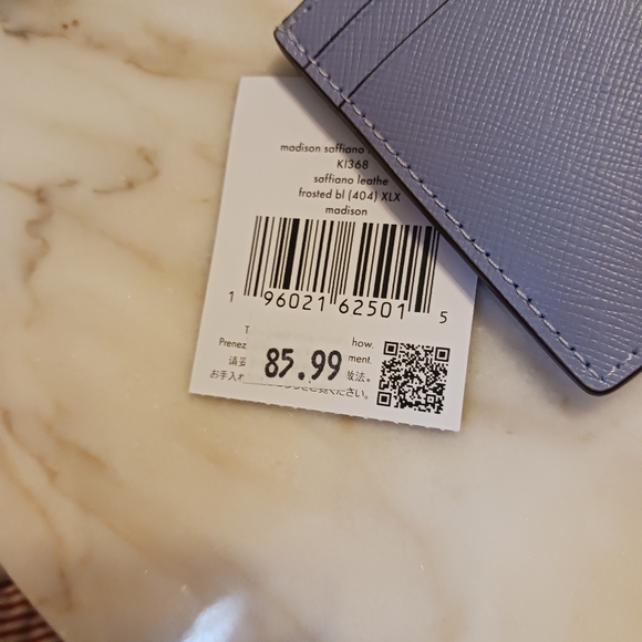 NWT Kate Spade Madison Saffiano Leather Card Holder, Frosted Blue Small Wallet - Picture 5 of 10